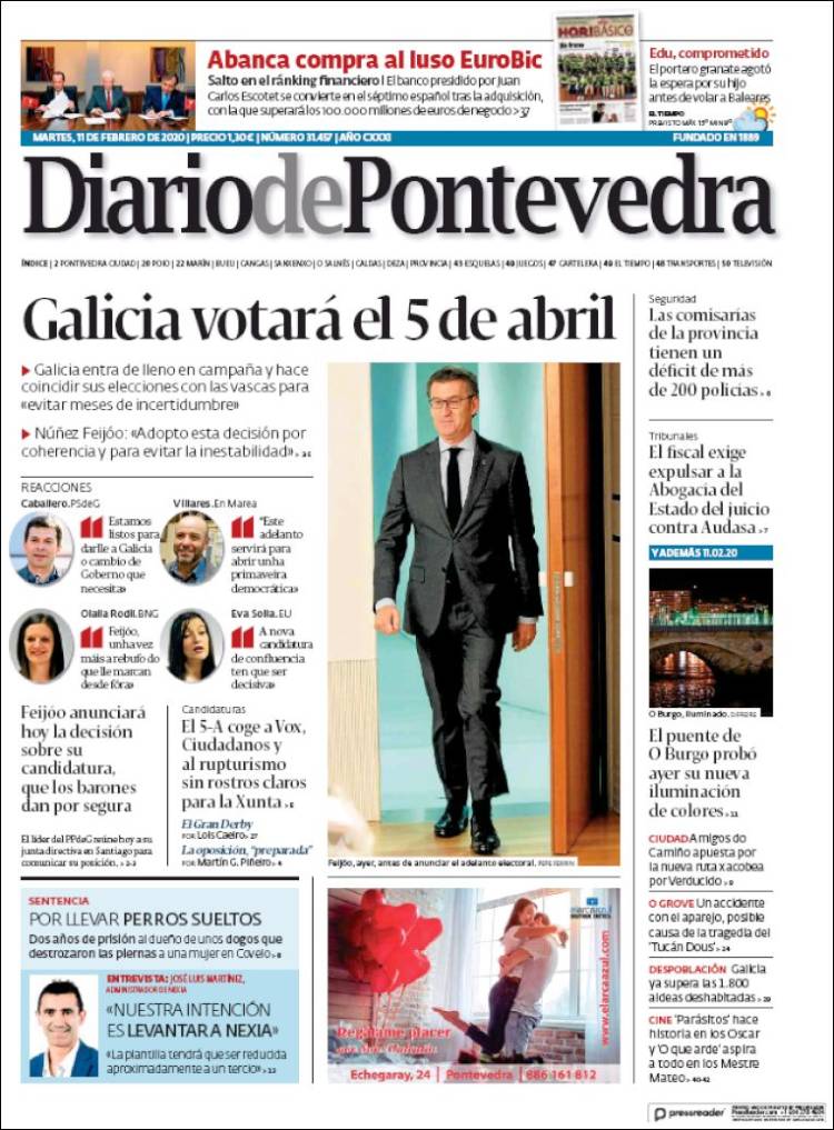Portada de Diario de Pontevedra (Espa&ntilde;a)
