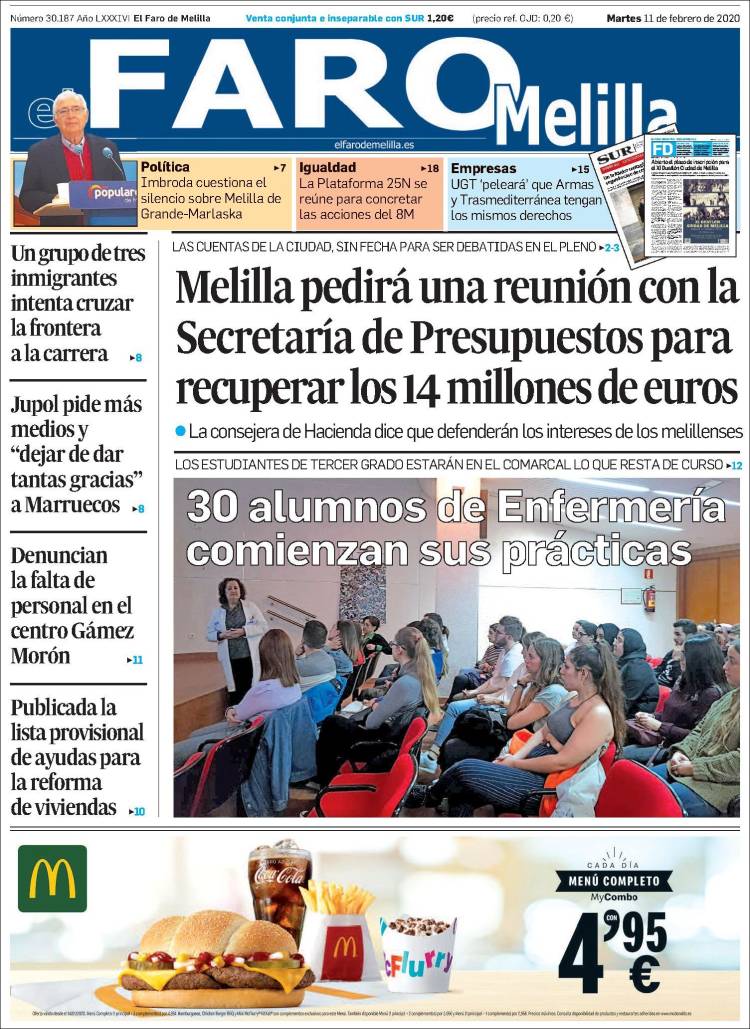 Portada de El Faro de Melilla (Espa&ntilde;a)