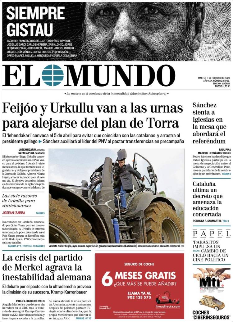 Portada de El Mundo (Espa&ntilde;a)