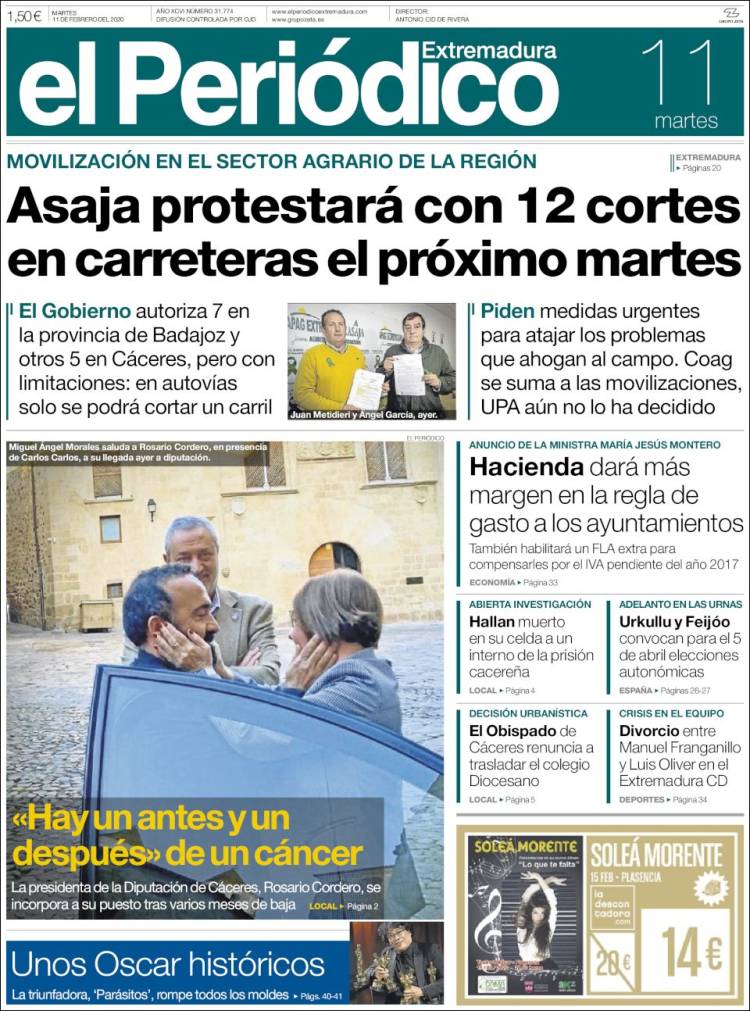 Portada de El Periódico de Extremadura (Espa&ntilde;a)
