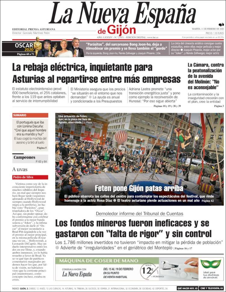 Portada de La Nueva España - Gijón (Espa&ntilde;a)