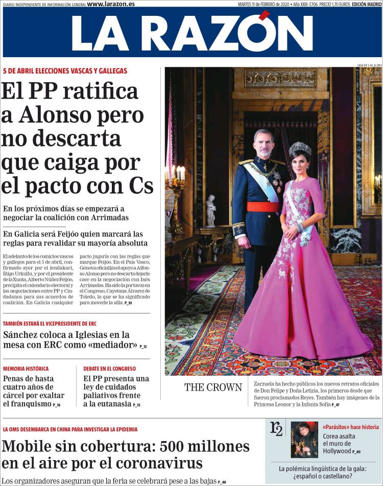 Portada de La Razón (Espa&ntilde;a)