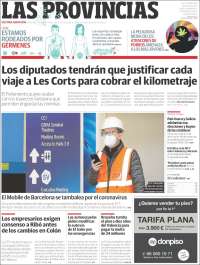 Portada de Las Provincias (Espa&ntilde;a)