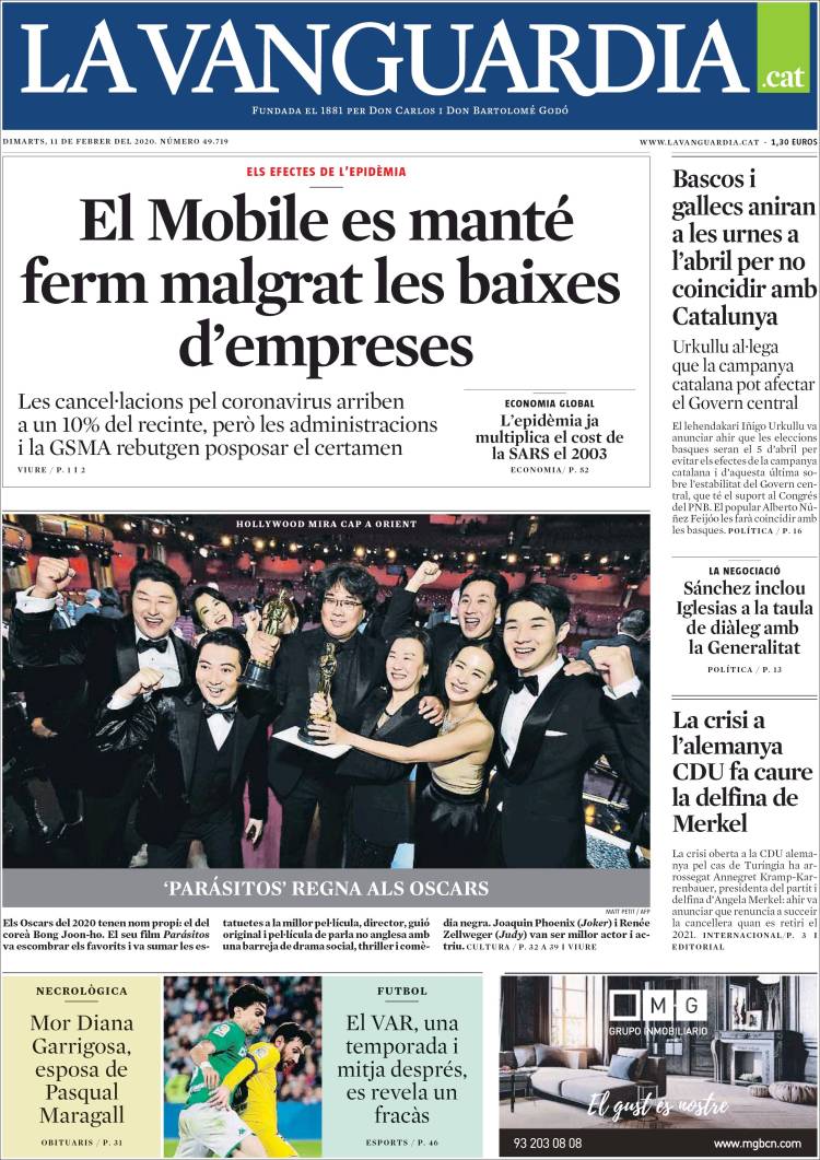 Portada de La Vanguardia (Espa&ntilde;a)