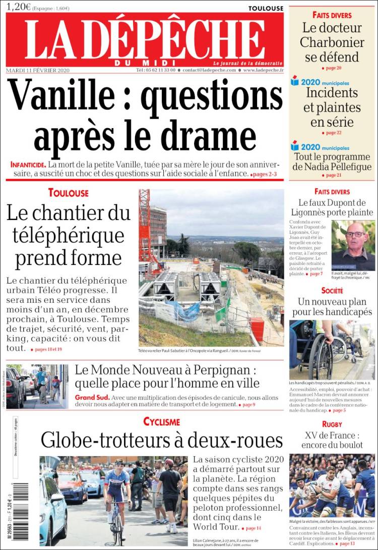 Portada de La Dépêche du Midi (Francia)