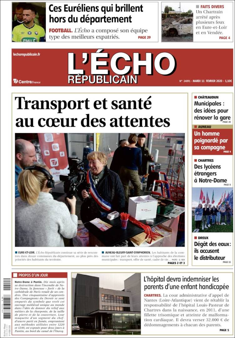 Portada de L'Echo Républicain (Francia)