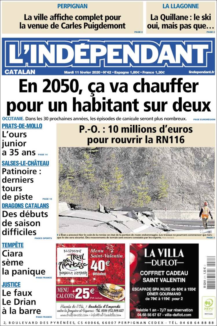 Portada de Le Indépendant (Francia)