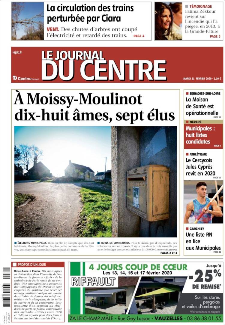 Portada de Le Journal du Centre (Francia)