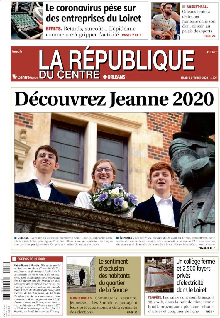 Portada de La République du Centre (Francia)
