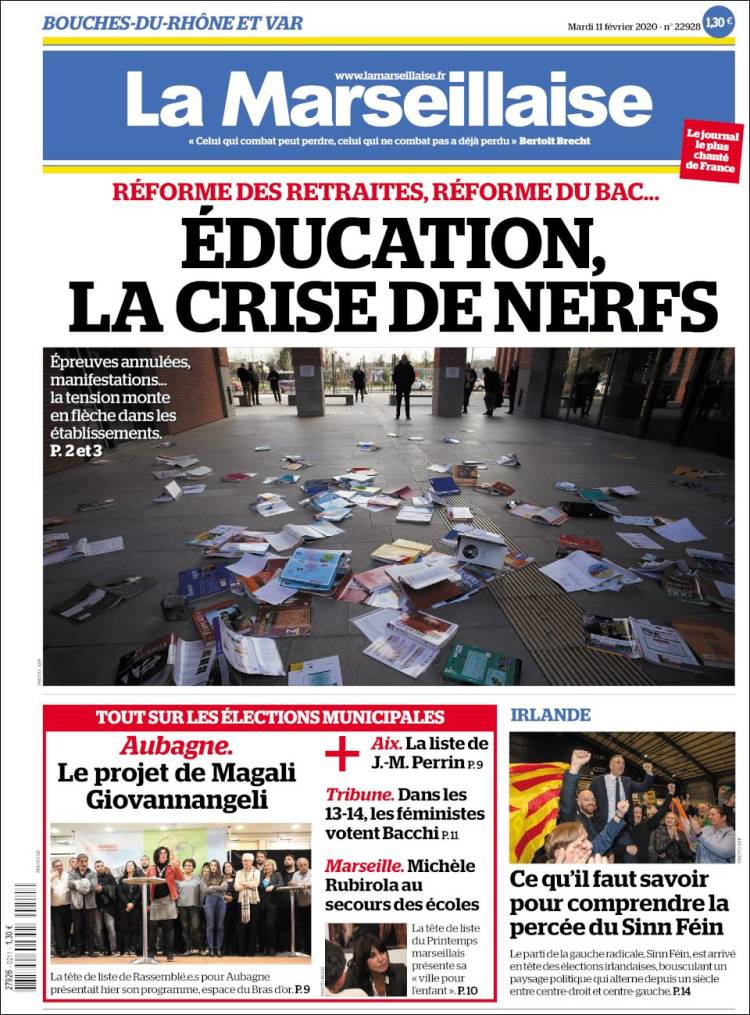 Portada de La Marseillaise (Francia)