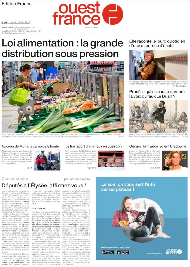 Portada de Ouest France (Francia)