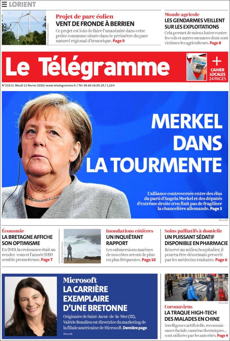 Portada de Télégramme (Francia)