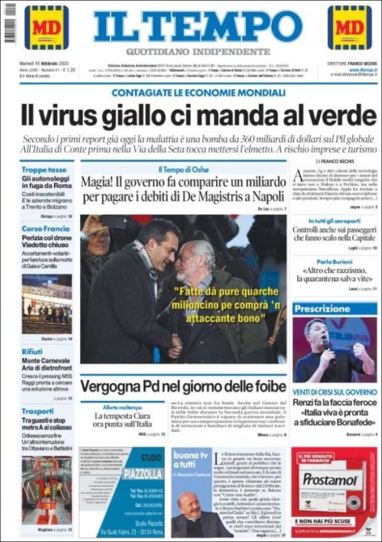 Portada de Il Tempo (Italia)