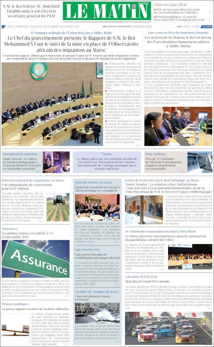 Portada de Le Matin (Marruecos)