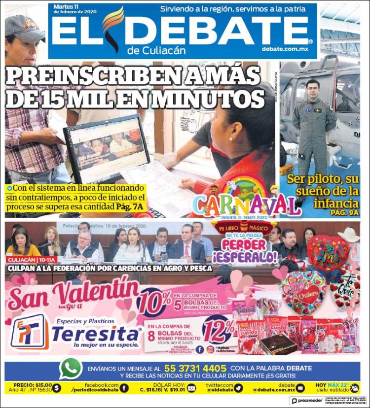 Portada de El Debate de Culiacán (Mexico)