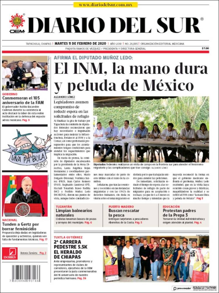 Portada de El Diario del Sur (Mexico)