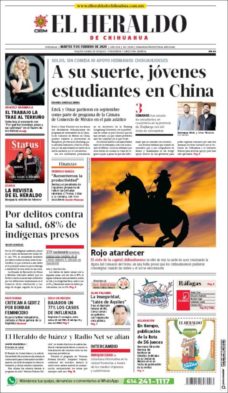 Portada de El Heraldo de Chihuahua (Mexico)