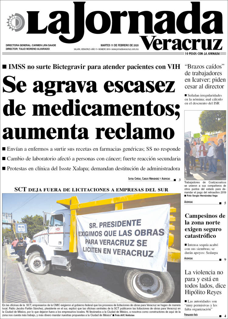 Portada de La Jornada Veracruz (Mexico)