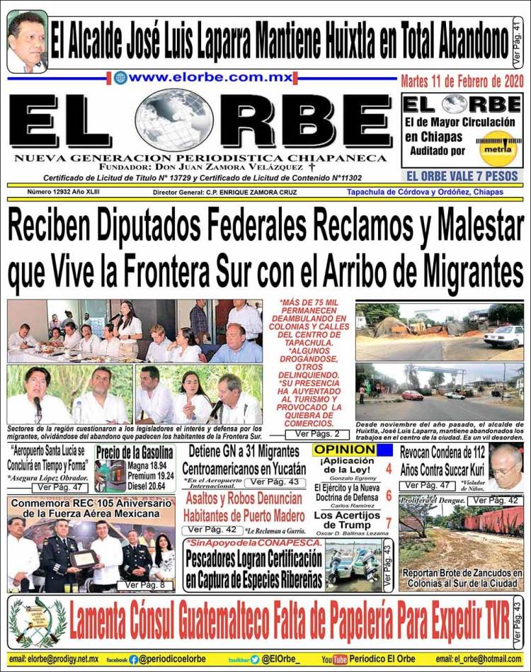 Portada de El Orbe (Mexico)