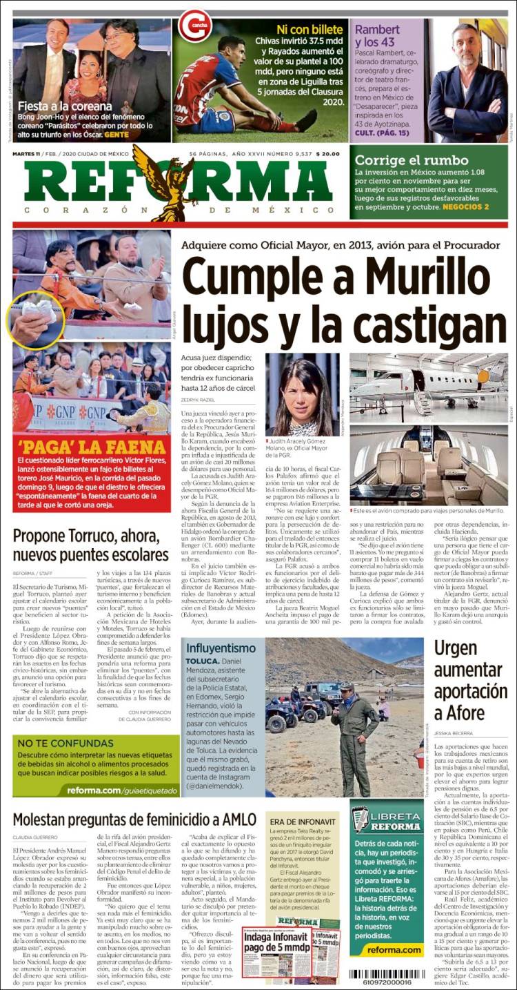 Portada de Reforma (Mexico)