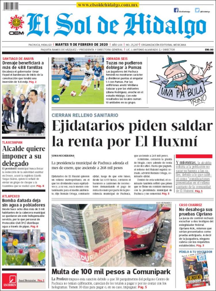 Portada de El Sol de Hidalgo (Mexico)