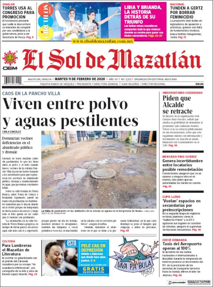 Portada de El Sol de Mazatlán (Mexico)