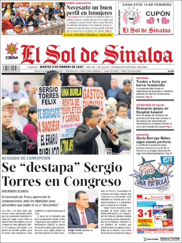 Portada de El Sol de Sinaloa (Mexico)