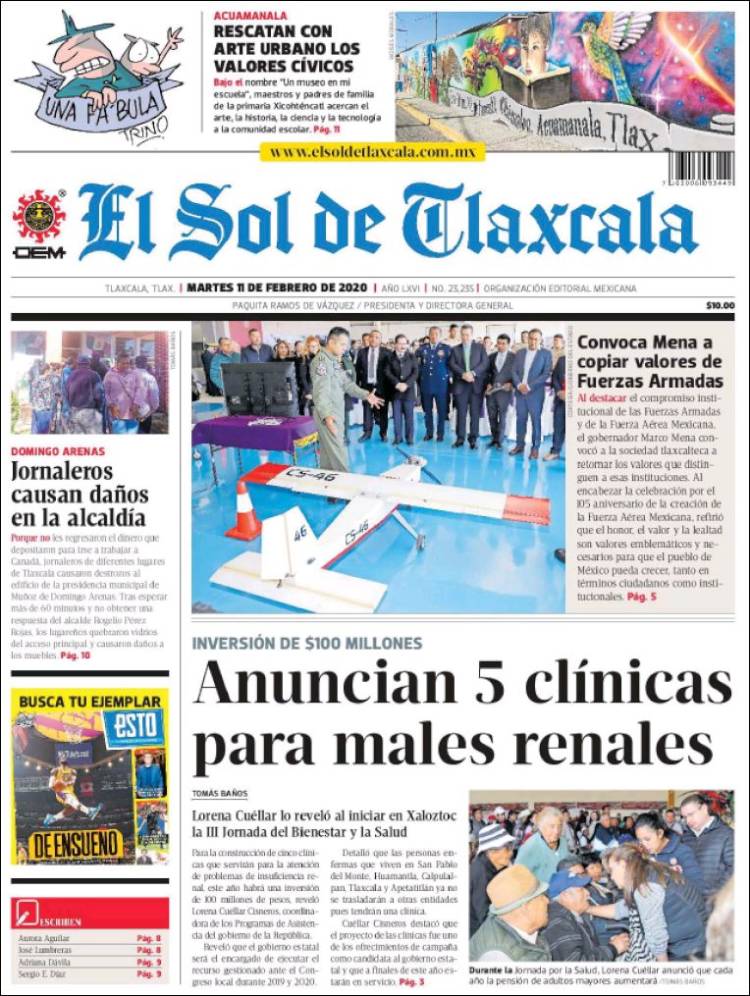 Portada de El Sol de Tlaxcala (Mexico)