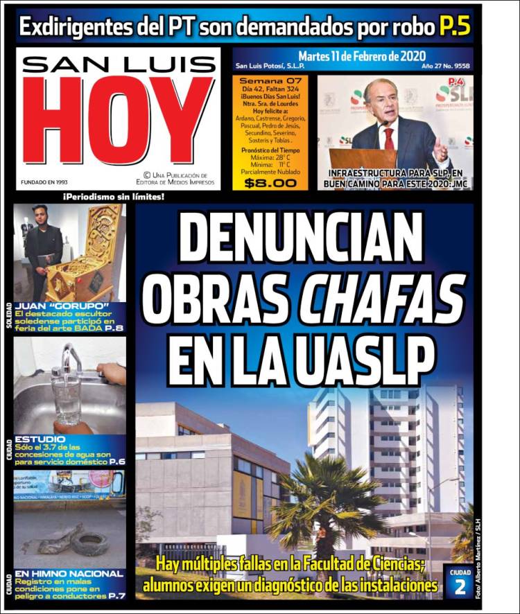 Portada de San Luis Hoy (Mexico)