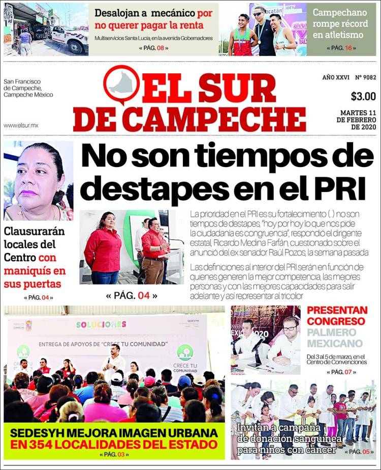 Portada de El Sur de Campeche (Mexico)