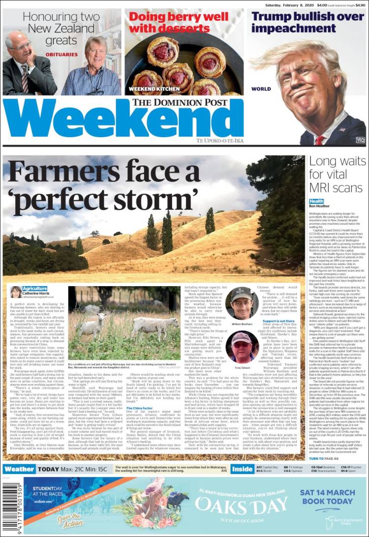 Portada de The Dominion Post (Nueva Zelanda)