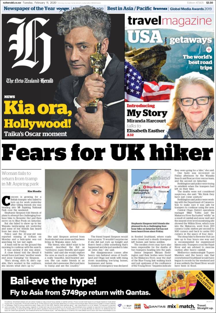 Portada de The New Zealand Herald (Nueva Zelanda)