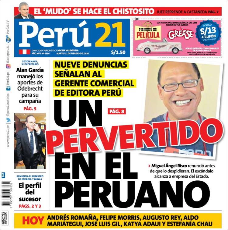 Portada de Perú 21 (Perú)