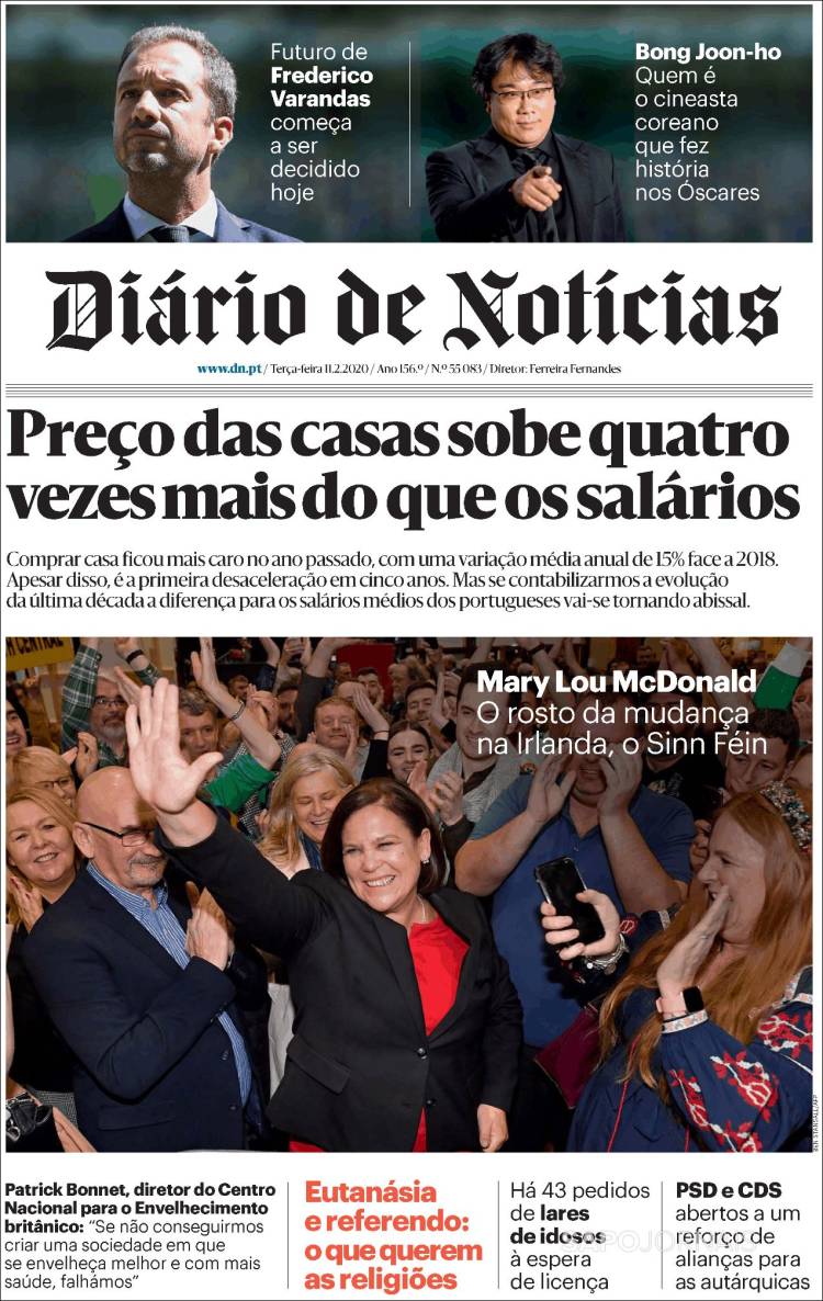 Portada de Diário de Noticias (Portugal)