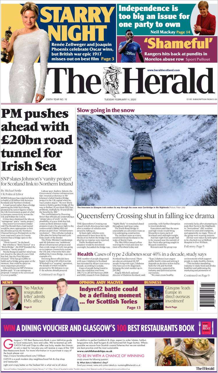 Portada de The Herald (Reino Unido)