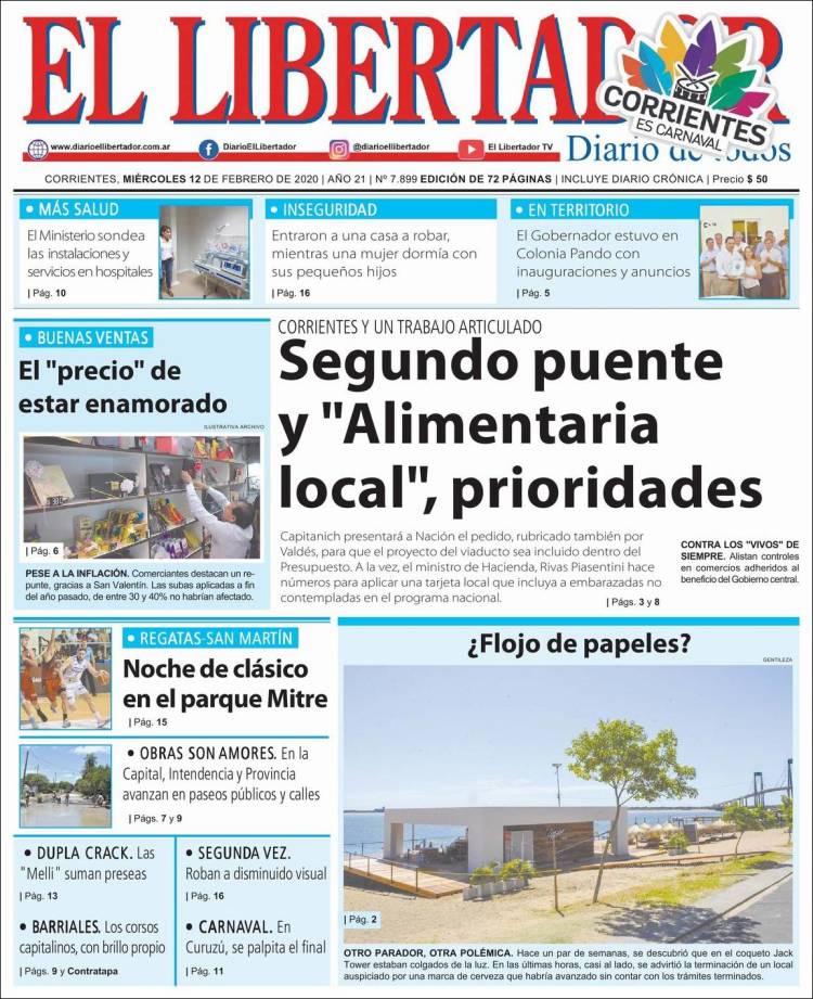 Portada de Diario El Libertador (Argentina)