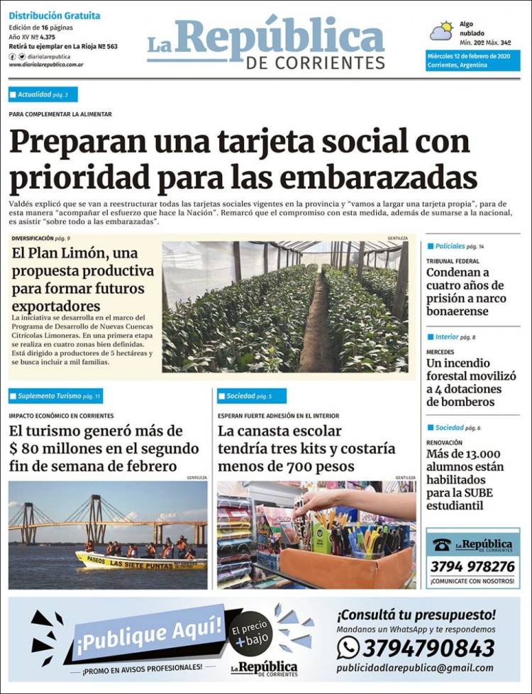 Portada de La República de Corrientes (Argentina)