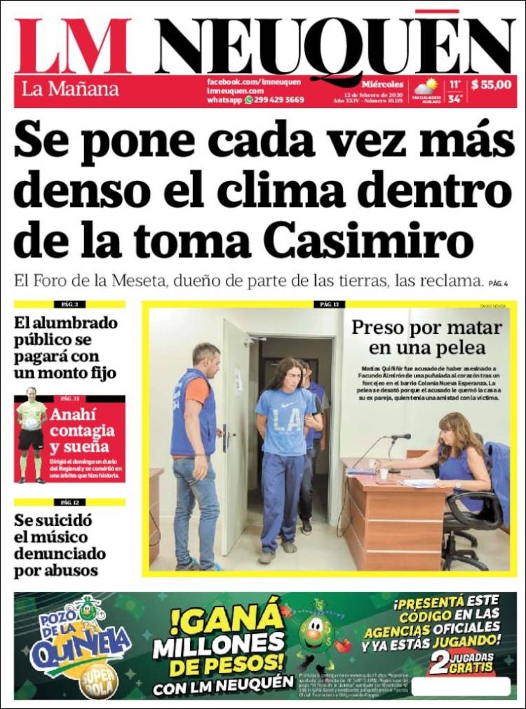 Portada de La Mañanade Neuquén (Argentina)