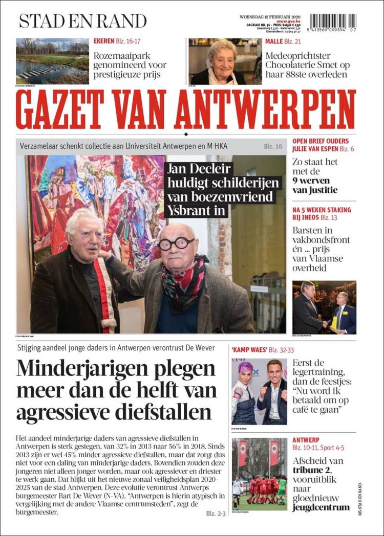 Portada de Gazet van Antwerpen (B&eacute;lgica)