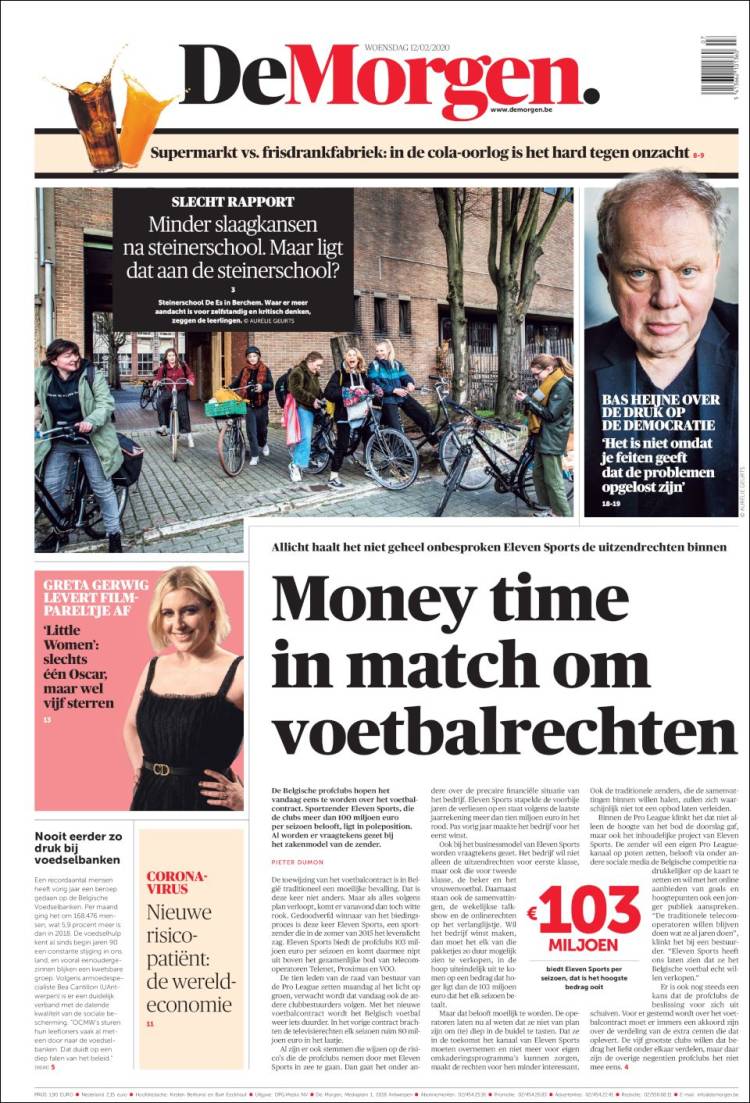Portada de De Morgen (B&eacute;lgica)