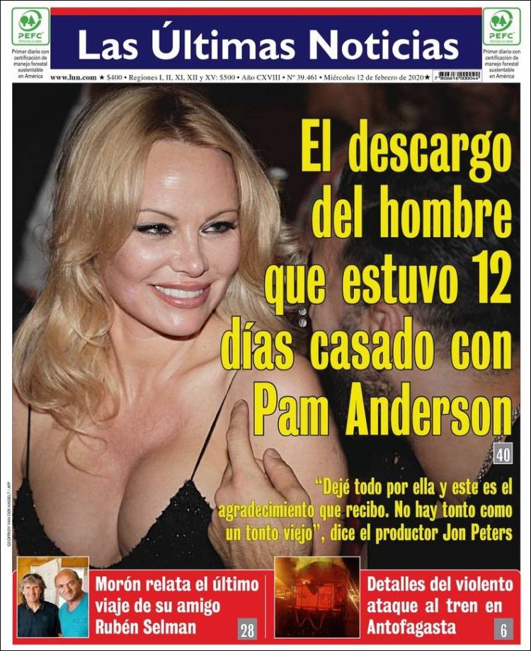 Portada de Las Últimas Noticias (Chile)