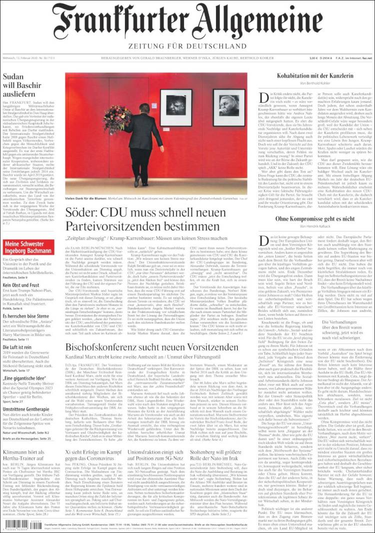 Portada de Frankfurter Allgemeine (Alemania)