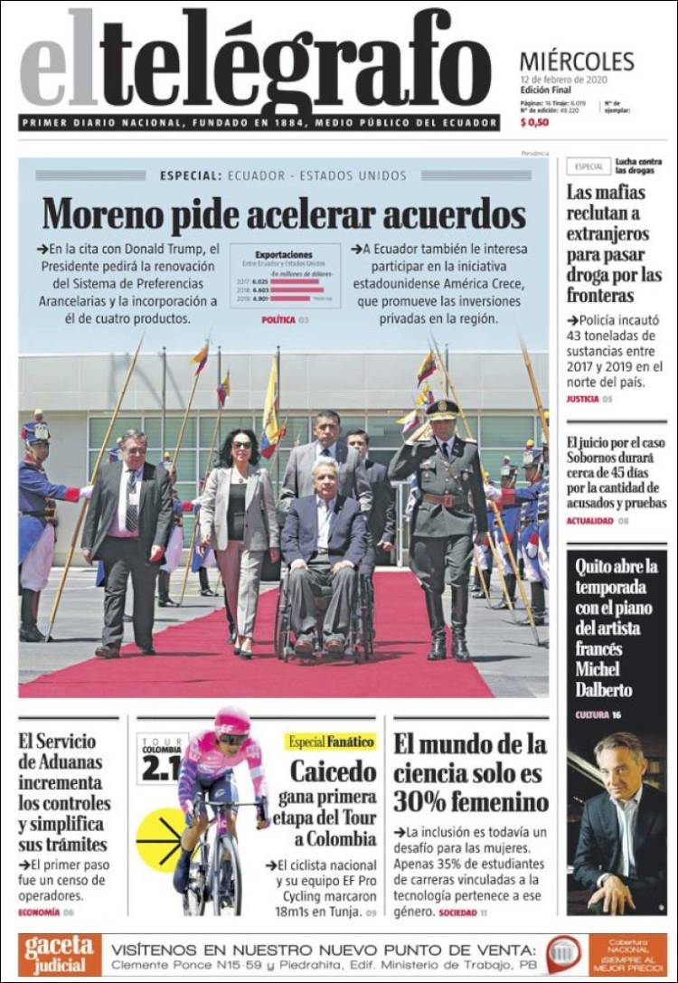 Portada de El Telégrafo (Ecuador)