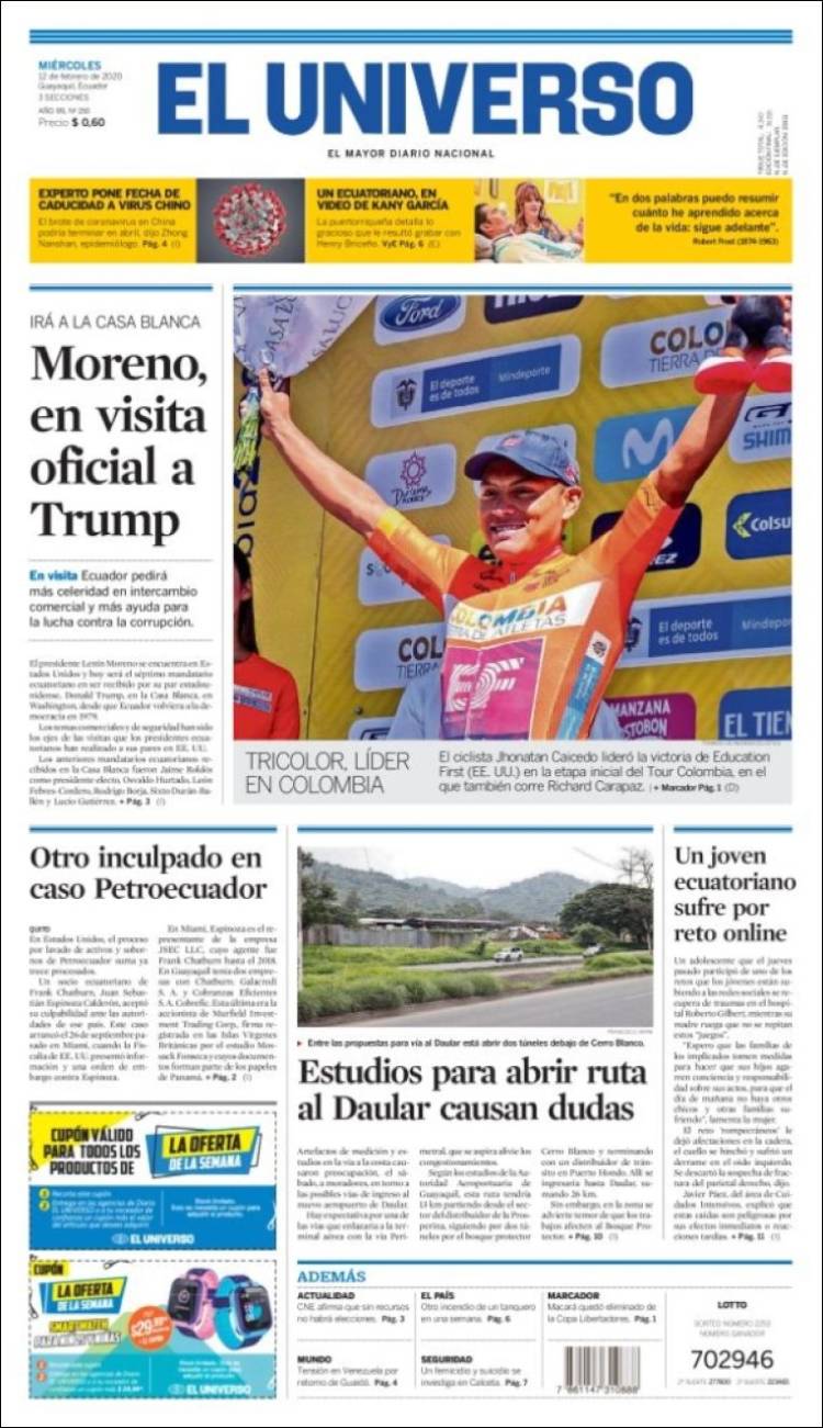 Portada de El Universo - Ecuador (Ecuador)