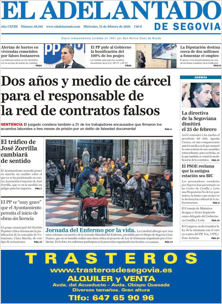 Portada de El Adelantado de Segovia (Spain)