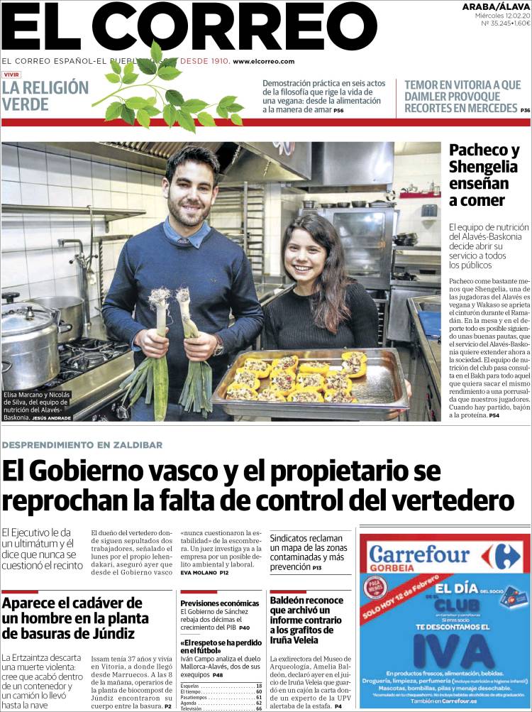 Portada de El Correo - Álava (Spain)