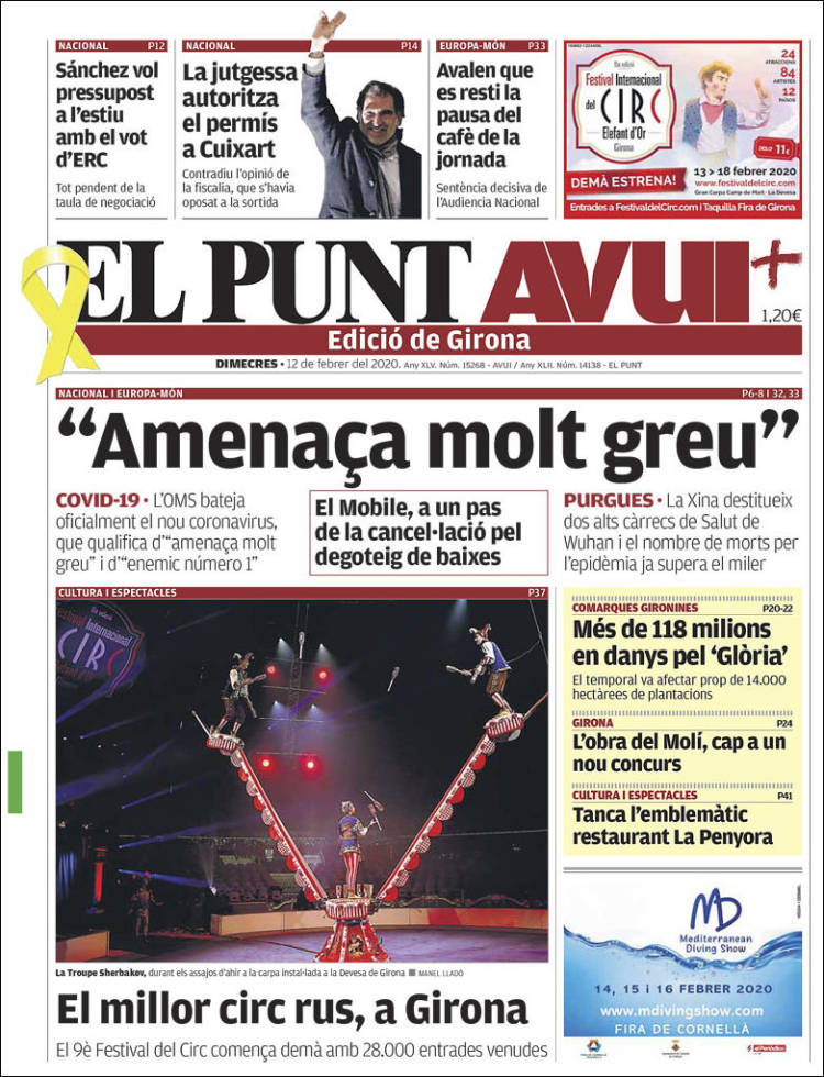 Portada de El Punt Avui - Girona (Spain)