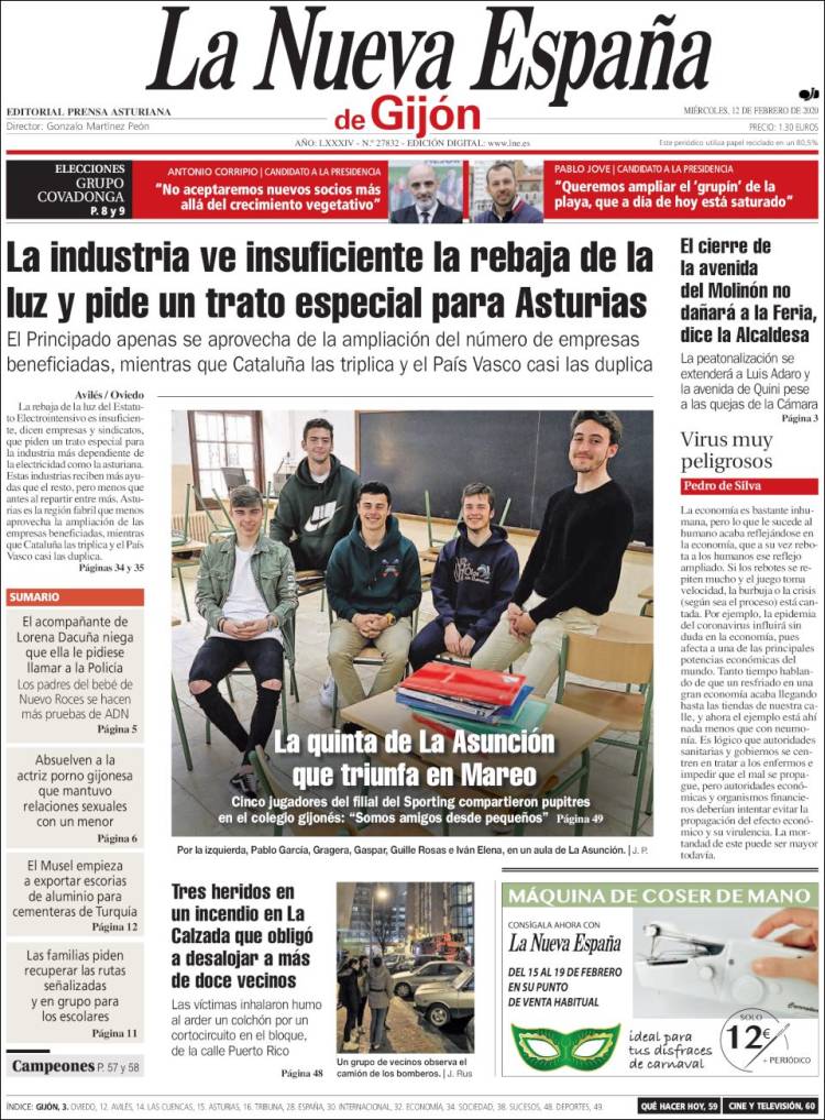 Portada de La Nueva España - Gijón (Spain)