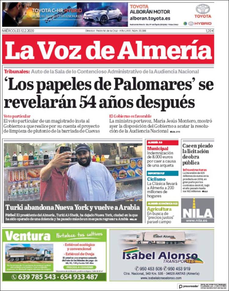 Portada de La Voz de Almería (Spain)
