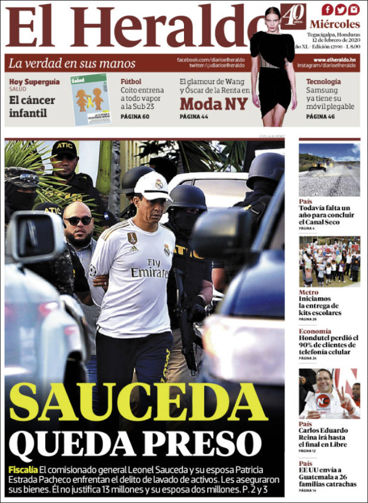 Portada de El Heraldo (Honduras)